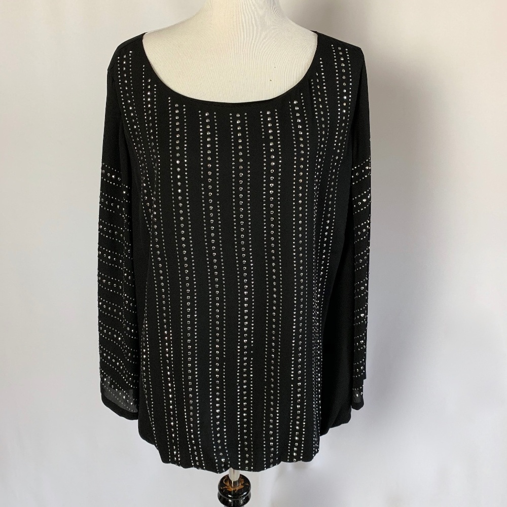 Festive Black Alfani Top with rhinestones 22W